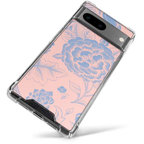 Rose Quartz & Serenity Floral Google Pixel 8 Clear Case